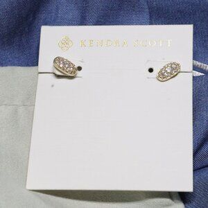 Kendra Scott Grayson Gold White Crystal Stud Earrings Luxe Chic Style